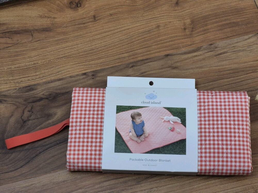 cloud island Portable Waterproof Outdoor Blanket Red/White Check 3ft x 3ft S33